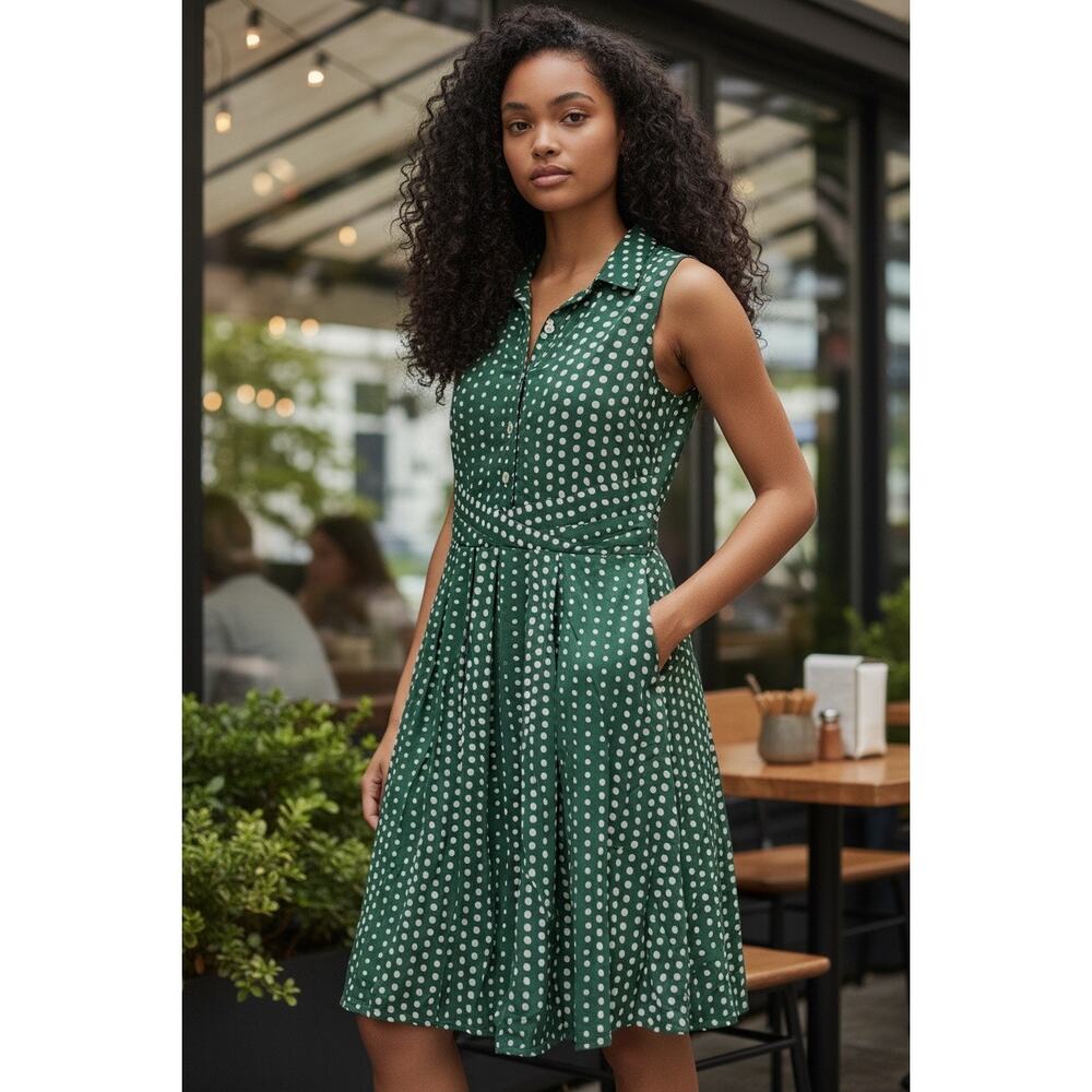 Green Polka Dot Dress By 11-1-Tylho Size Small - Picture 7 of 7